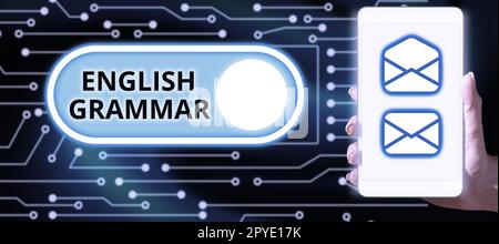 Konzeptionelle Anzeige englische Grammatik. Das Wort, das in den Kursen geschrieben wird, deckt alle Ebenen des englischen Sprech- und Schreibens ab Stockfoto