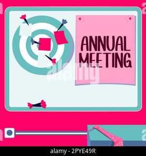 Konzeptdarstellung Jahrestagung. Geschäftskonzept jährliche Zusammenstellung interessierter Aktionäre einer Organisation Stockfoto
