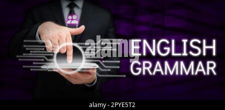 Inspiration zeigt Zeichen englische Grammatik. Konzeptionelle Fotokurse decken alle Ebenen des Sprechens und Schreibens in englisch ab Stockfoto