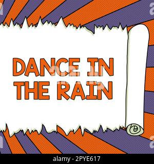 Konzeptionelle Bildunterschrift Tanz im Regen. Internetkonzept Genießen Sie die regnerischen Tage Kinderaktivitäten Happy Tanz Stockfoto