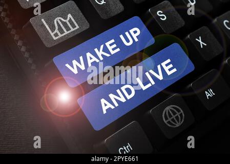 Handgeschriebener Text Wake up and Live. Motivation für Geschäftsideen Inspiration Ermutigung, herausragend zu sein Stockfoto