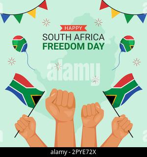 Happy South Africa Freedom Day Social Media Hintergrundillustration Handgezeichnete Vorlagen Stockfoto