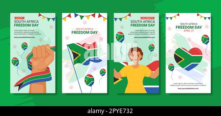 Happy South Africa Freedom Day Social Media Stories Cartoon Handgezeichnete Vorlagen Illustration Stockfoto