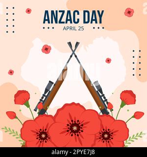 Anzac Day of Lest We Forget Social Media Hintergrund Illustration handgezeichnete Vorlagen Stockfoto