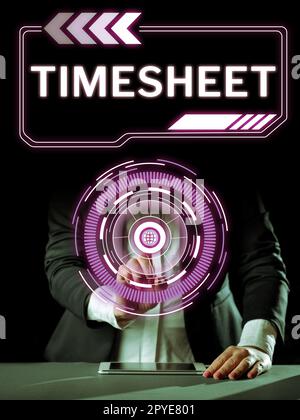 Handschriftliches Schild Stundennachweis. Grafische Darstellung der Zeitspanne, in der Ereignisse markiert werden Stockfoto