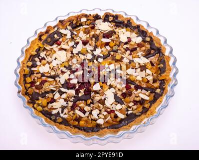 Hausgemachte Torte mit Schokolade und Obst Stockfoto