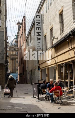 Ein Blick auf das Schild im Tyneside Cinema - einem unabhängigen Kino in der Stadt Newcastle upon Tyne, Großbritannien. Stockfoto