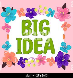 Schreiben mit Text Big Idea. Konzeptfoto mit einer großartigen kreativen Innovationslösung oder Denkweise Stockfoto