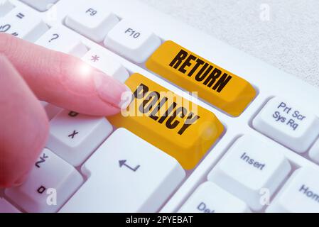 Textüberschrift mit Rückgabebedingungen. Geschäftsbedingungen für die Steuererstattung bei Geschäftskonzeption für den Einzelhandel Stockfoto