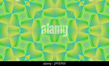 Symmetrie kaleidoskopischer grüner gelber abstrakter Hintergrund Stockfoto