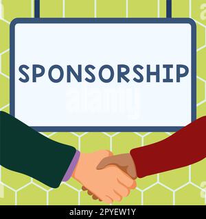Unterschrift mit Sponsoring. Internet-Konzept als Sponsor bieten finanzielle Unterstützung für Aktivitäten Stockfoto