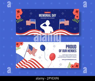 Horizontales Banner Am Memorial Day Flachcartoon Handgezeichnete Vorlagen Hintergrunddarstellung Stockfoto