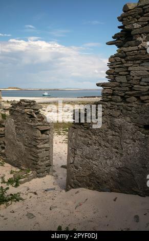 Verlassenes Fischerdorf auf der Südinsel von Inishkea auf dem Wild Atlantic Way in Mayo Irland Stockfoto