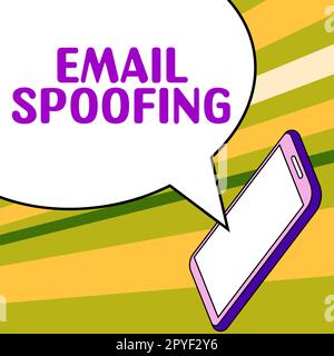 Handschriftlicher Text E-Mail-Spoofing. Wortschatz zum Sichern des Zugriffs und des Inhalts eines E-Mail-Kontos oder -Dienstes Stockfoto