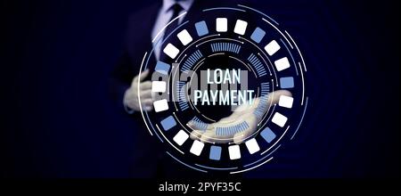 Konzeptionelle Anzeige der Darlehenszahlung. Geschäftskonzept etwas Leihgabe oder Einrichtung unter der Bedingung, dass es zurückgegeben wird Stockfoto