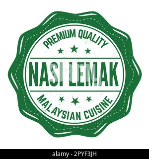 Nasi-Lemak-Grunge-Gummistempel auf weißem Hintergrund, Vektordarstellung Stock Vektor