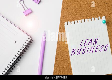 Konzeptionelle Darstellung Lean Business. Verbesserung der Geschäftsidee zur Minimierung von Verschwendung ohne Einbußen bei der Produktivität Stockfoto