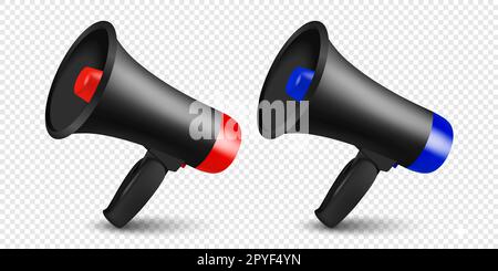 Vector Realistic 3D einfaches schwarzes Megaphon-Symbol auf weißem Hintergrund isolierte Nahaufnahme. Konstruktionsvorlage, Banner, Web. Vorlage Für Lautsprecherdesign. Annou Stockfoto