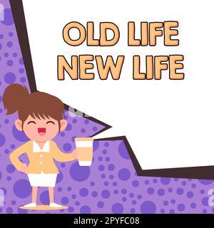 Schild mit der Aufschrift Old Life New Life. Konzeptfotos reformieren die persönliche Bedeutung des Lebens und setzen ein neues Lebensziel Stockfoto