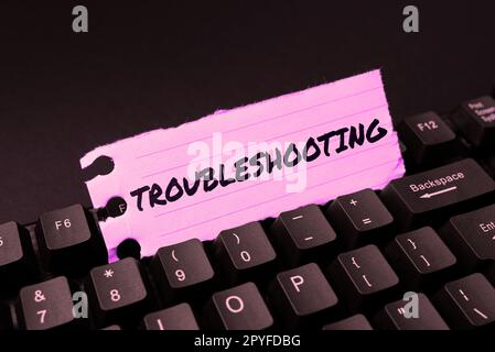 Fehlerbehebung bei handschriftlichem Text. Konzeptfoto eine Untersuchung oder Behandlung der Probleme ist aufgetreten Stockfoto