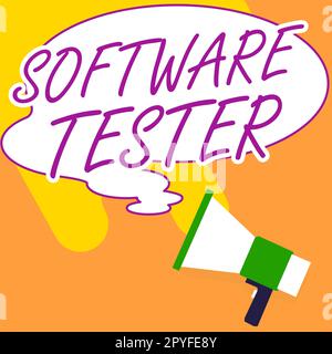 Handschrift Text Software Tester. Unternehmensübersicht zum Schutz der Software vor böswilligen Angriffen implementiert Stockfoto