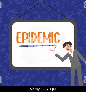 Textüberschrift präsentiert Epidemie. Wort für das weit verbreitete Auftreten einer Infektionskrankheit in einer Gemeinde Stockfoto