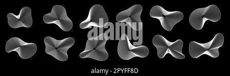 Dynamische amorphe Formen, abstrakte flüssige Formen, flüssige Formen aus Linien mit Überblendeffekt. Stock Vektor