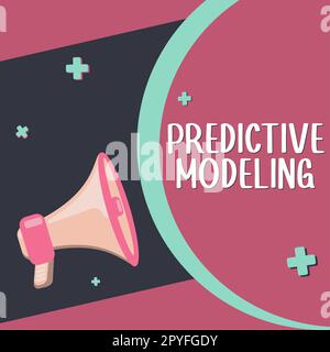Konzeptionelle Anzeige von Predictive Modeling. Geschäftsüberblick Wartungsstrategie basierend auf Predictive Analytics Stockfoto
