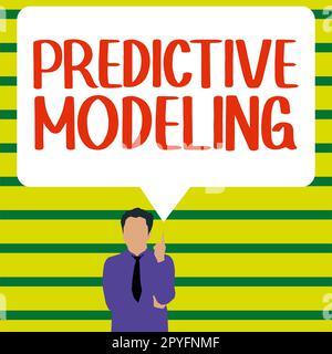 Das Schild zeigt Predictive Modeling an. Business-Showcase-Wartungsstrategie basierend auf Predictive Analytics Stockfoto