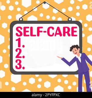 Handschrift Text Self Care. Geschäftsansatz die Praxis, Maßnahmen zur Verbesserung der eigenen Gesundheit zu ergreifen Stockfoto