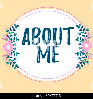 Schreiben und Anzeigen von Text über mich. Wort in „Meine persönlichen Eigenschaften“ Informationen „Gefällt mir“ und „Abneigung“ Stockfoto