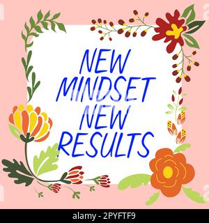 Handschriftlicher Text Neue Einstellung Neue Ergebnisse. Geschäftsansatz Offene Geschäftschancen grenzenlos Denken Sie größer Stockfoto