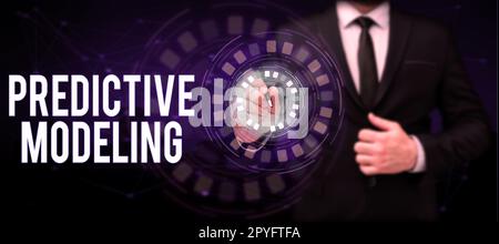 Konzeptionelle Anzeige von Predictive Modeling. Konzeptionelle Strategie zur Fotopflege basierend auf vorausschauenden Analysen Stockfoto