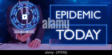 Konzeptionelle Displayepidemie. Geschäftsidee weit verbreitetes Auftreten einer Infektionskrankheit in einer Gemeinde Stockfoto