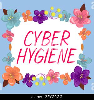 Inspiration mit dem Schild Cyber Hygiene. Business-Idee Schritte, die Computerbenutzer Unternehmen, um ihre Cyber-Sicherheit zu verbessern Stockfoto