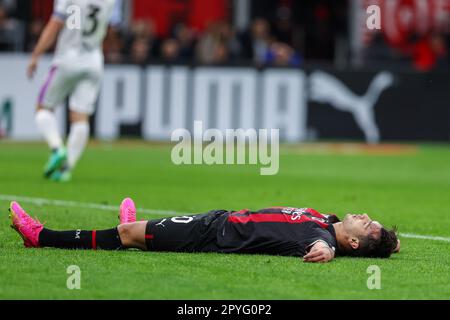 Mailand, Italien. 03. Mai 2023. Brahim Diaz von AC Milan reagiert auf das Fußballspiel der Serie A 2022/23 zwischen AC Milan und US Cremonese im San Siro Stadium, Mailand, Italien, am 03. Mai 2023 Kredit: Independent Photo Agency/Alamy Live News Stockfoto