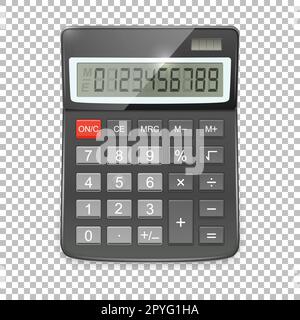 Vektorrealistisches Taschenrechner-Symbol isoliert auf transparentem Hintergrund, Konstruktionsvorlage. EPS10 Abbildung. Stockfoto