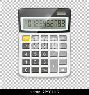 Vektorrealistisches Taschenrechner-Symbol isoliert auf transparentem Hintergrund, Konstruktionsvorlage. EPS10 Abbildung. Stockfoto