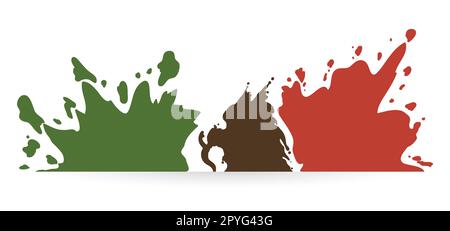 Mexikanisches Flaggendesign mit Farbspritzern und einer Silhouette mit Adlern auf weißem Hintergrund. Stock Vektor