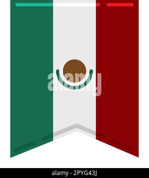 Minimalistisches und flaches Design der mexikanischen Flagge in einem hängenden Wimpel. Stock Vektor