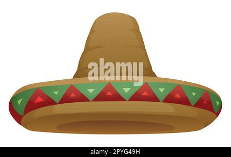 Traditioneller mexikanischer Hut oder Sombrero mit den Farben von Mexikos Flagge auf dem Besatz. Design im Verlaufseffekt auf weißem Hintergrund. Stock Vektor