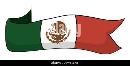Band wie eine mexikanische Flagge mit Falteffekt im Cartoon-Stil. Stock Vektor