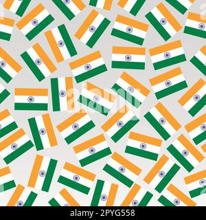 Heller Hintergrund mit indischer Flagge. Frohes India-Day-Muster. Leuchtendes, nahtloses Muster mit indischer Flagge. Illustration. Stock Vektor