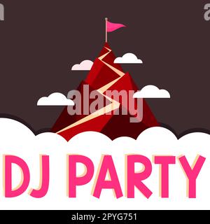 Inspiration mit DJ-Partyschild. Geschäftsansprache Person, die aufgezeichnete populäre Musik im Radio vorstellt und wiedergibt Stockfoto