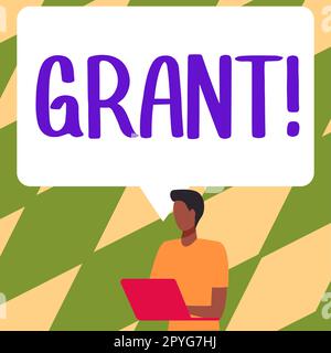 Berechtigung für konzeptionelle Anzeige. Geld für Konzeptfotos, das von einer Organisation oder Regierung für ein Stipendium vergeben wird Stockfoto