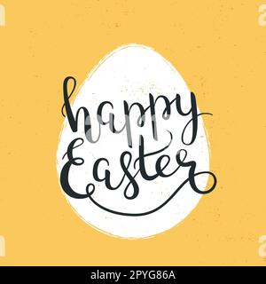 Happy Easter handgezeichnete Buchstaben Dekorationstext, Designvorlage für Grußkarten, Einladungen, Banner, Geschenke, Drucke und Poster, Hintergrundwitze Stockfoto