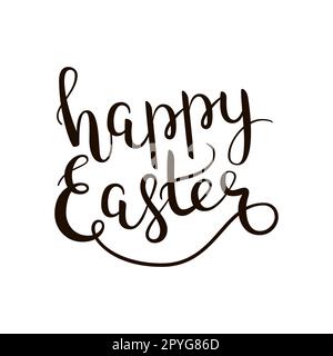 Happy Easter – handgezeichneter Text zur Dekoration auf weißem Hintergrund. Designvorlage für Grußkarten, Einladungen, Banner, Geschenke, Abzüge und Poster Stockfoto
