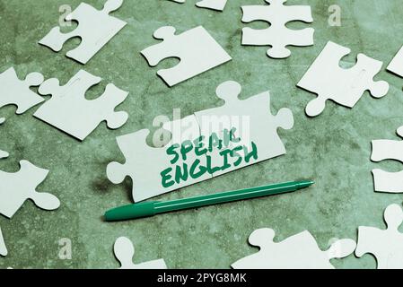 Schild mit der Aufschrift "Sprache Englisch". Business Concept Study eine weitere Fremdsprache Online verbale Kurse Stockfoto