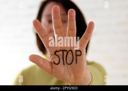 Stopp, eine Frau sagt nein Stockfoto