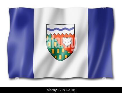 Flagge der nordwestlichen Territorien, Kanada winkende Bannersammlung. 3D Abbildung Stockfoto